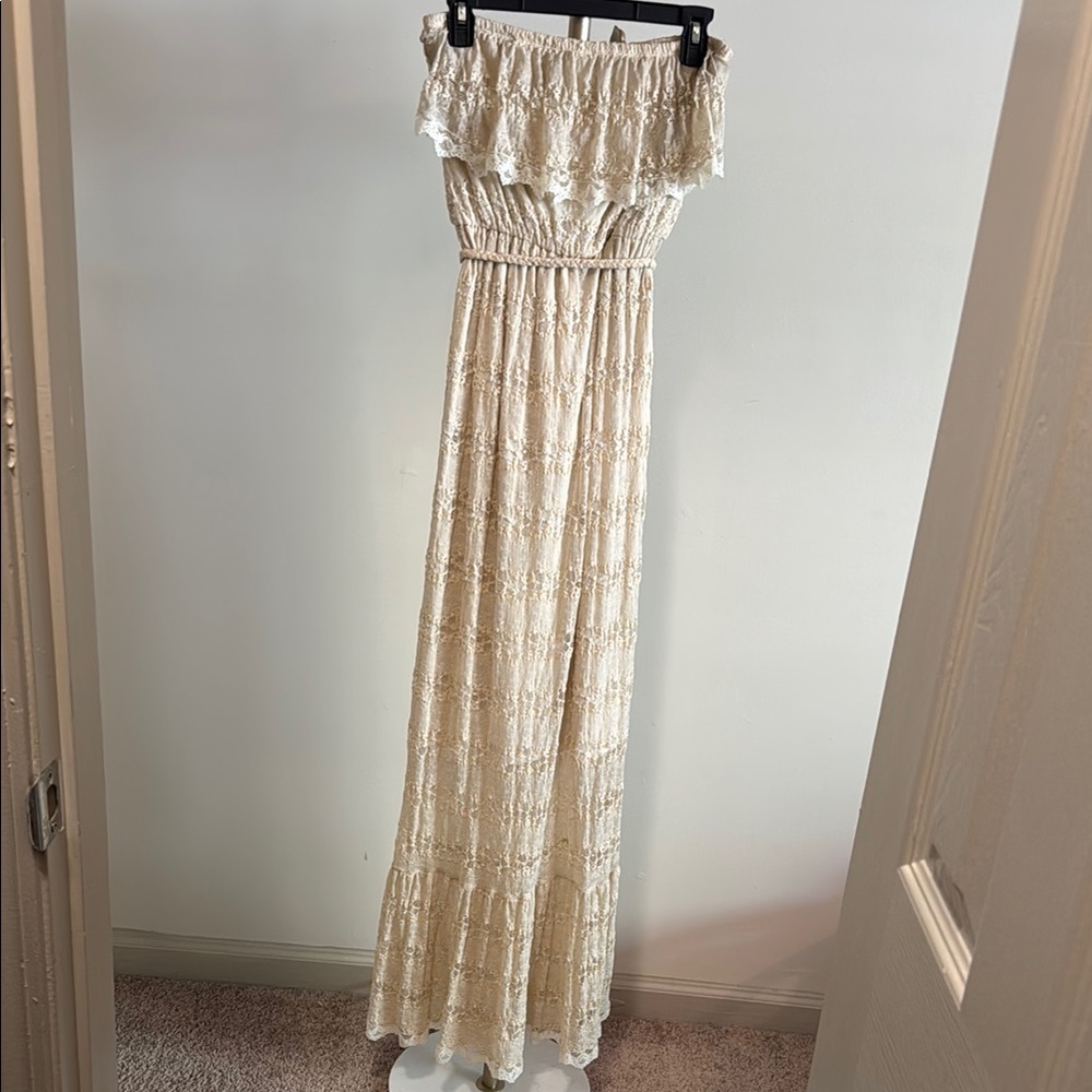 Elegant Cream Off-Shoulder Dress